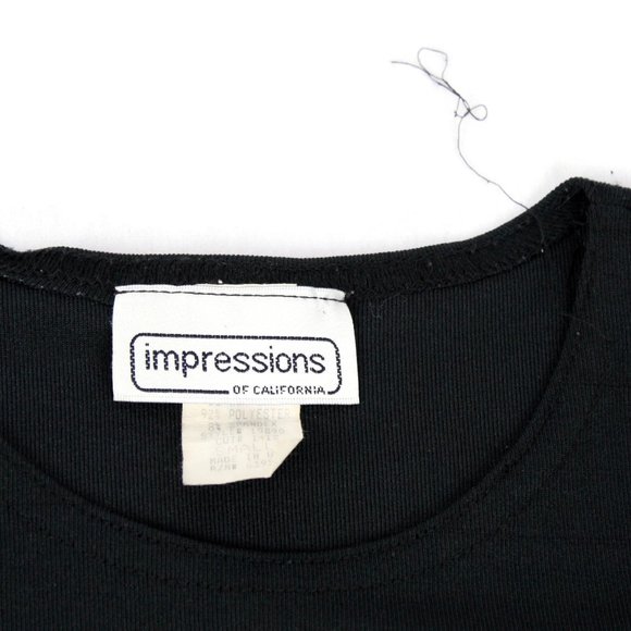 Black Knit Top Short Sleeve Vintage Impressions of California - Picture 4 of 8